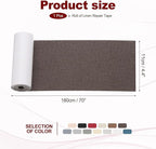 PATIKIL 70x4.4 Inch Linen Repair Tape, Repair Fabric Patch Self Adhesive Couch - Image 2
