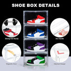 NYZE 12 Pack Acrylic Shoe Boxes Side Open, Shoe Storage Organizer - Image 3