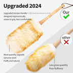 Lambswool Duster with Solid Wooden Handle, Leather Hang Strap, Comfortable - Image 3