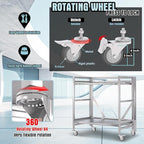 2 Shelf Rolling Cart with Wheels, 660lbs Capacity Collapsible Steel Rolling - Image 3
