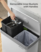 SONGMICS Kitchen Trash Can, 16 Gallon Dual Compartment Garbage Can, 60L Pedal - Image 6