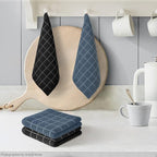 Artoid Mode Checkered Designed Cotton Black Grey Terry Kitchen Dish Cloths - Image 2