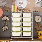 Rolling Cart with 10 Drawers, Plastic Drawer Cart with Metal Frame, Utility - Image 7
