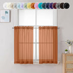 Chyhomenyc Orange Sheer Curtains 36 inch Length 2 Panels, Light Filtering Voile by Chyhomenyc