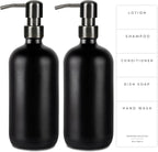 Emerson Essentials Glass Soap Bottle Dispensers, 2 Pack, Stainless-Steel Pumps by Emerson+Essentials