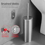 Brushed Stainless Steel Toilet Brush and Cover, No-Punch Hook Base Dual Purpose - Image 5
