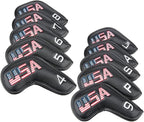 Golf Builder Black Leather USA Golf Club Iron Wedge Head Covers Fit All Brands - Image 2