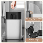 Small Trash Can with Lid Soft-Close, 6 L/1.6 Gal Bathroom Garbage Can with - Image 7