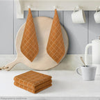 Artoid Mode Checkered Designed Cotton Caramel Terry Kitchen Dish Cloths - Image 2