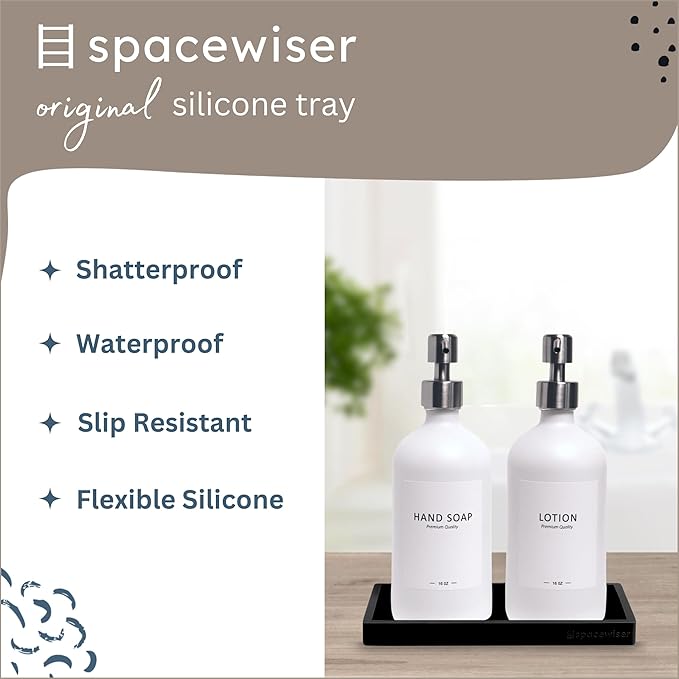 Countertop and Vanity Tray – Small 7.7” Silicone Tray, Soap Dispenser Trays - Image 2