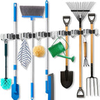 ZONGOOL 2 Pack 3 Racks and 4 Hooks Mop and Broom Holder Wall Mount, Heavy Duty by ZONGOOLHouseware