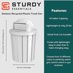 42 Gallon Slated Circle 100% Recycled Plastic Heavy Duty Outdoor Trash Can - Image 2
