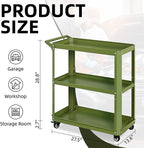 3 Tier Rolling Tool Cart with Lockable Silent Wheels, 330 LBS Capacity - Image 2