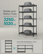SONGMICS 5-Tier Storage Shelves, Heavy-Duty Garage Shelving, Adjustable - Image 3