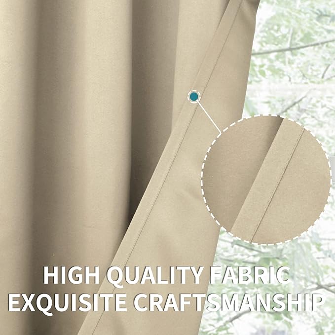 BGment Beige Blackout Curtains for Short Window - Image 5