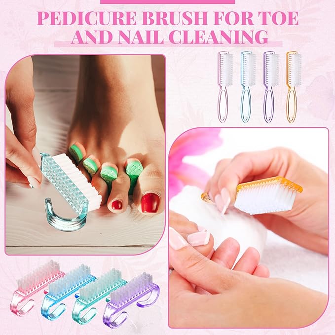 Patelai 100 Pcs Handle Grip Nail Brush Bulk Colorful Nail Scrubber Cleaner - Image 6