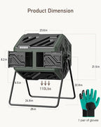 THEGROW'ING Updated 43 Gallon Compost Bin Outdoor, Fast Assemble Tumbling - Image 9