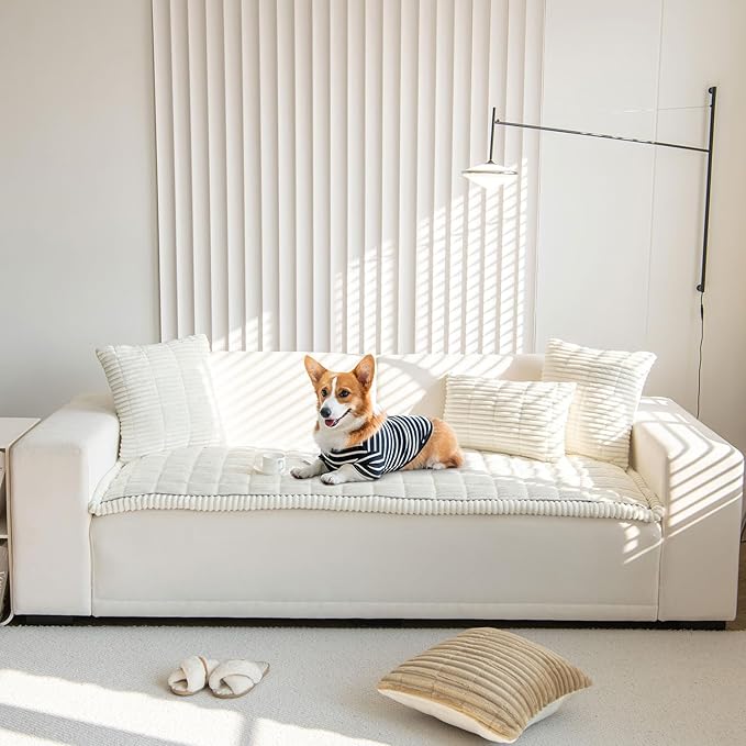 OTOB Sofa Covers for 3 Cushion Couch Washable, Fuzzy Non Slip Pet Friendly - Image 7