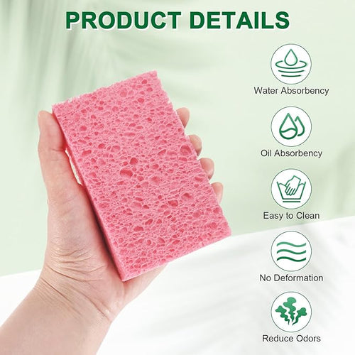 12-Pack Kitchen Sponges, Condense Eco Cellulose Non-Scratch Scrub Heavy Sponge - Image 2