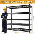 5-Tier 60" W X 24" D X 78" H Garage Shelving Metal Storage Shelves 3300LBS - Image 3