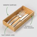 Silverware Tray for Drawer, Stackable Kitchen Bamboo Drawer Organizer 12" x 6" - Image 2
