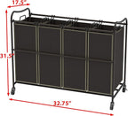 Simple Houseware 4-Bag Heavy Duty Laundry Sorter Rolling Cart - Image 5