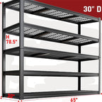 65" W Garage Shelving Heavy Duty, 5 Tier Garage Shelves, Commercial Metal Shelf - Image 3