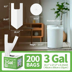 Small Trash Bags with Handles 3 Gallon 200 Count White - Image 6
