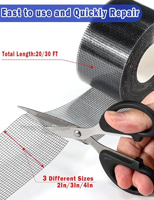 Wohohoho Window Screen Repair Tape, 2 in X 40 FT Black Screen Patch Repair Kit - Image 4