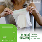 Responsible Products Certified Compostable SANDWICH Resealable Zip Bag - Image 2
