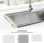 Tomorotec 17.7" x 15.5" Roll Up Dish Drying Rack Over Sink Drying Rack Sink - Image 4
