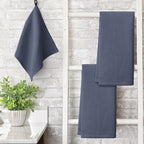 Artoid Mode 100% Cotton Navy Blue Dark Grey Waffle Weave Kitchen Dish Cloths - Image 3