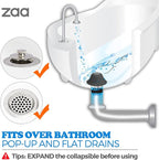 zaa Bathtub Drain Hair Catcher, Silicone Collapsible 1 Pack Drain Protector - Image 3