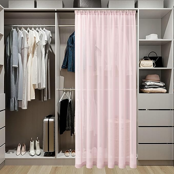 Tollpiz Short Sheer Door Curtains Closet Linen Textured Curtains Sheer Doorway - Image 3