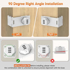 90 Degree 3-Digit Combination Cabinet Lock, Zinc Alloy Keyless Folding Hasp - Image 3