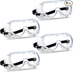 Super More 4PCS Anti-Fog Protective Safety Goggles Clear Lens Wide-Vision by SuperMore