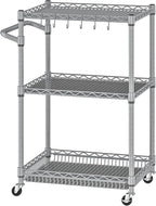 Metal Carts with Wheels, 3 Tier Rolling Utility Carts with Storage, Steel Wire by Alexayhome