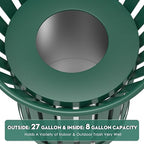 8Gallon Round Large Outdoor Trash Can, Heavy Duty Metal Slatted Garbage Can - Image 4