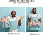 Wool Dryer Balls Organic Felt 6 Pack Laundry Fabric Softener, Extra Large - Image 5