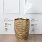 Modern Golden Small Trash Can Wastebasket, Garbage Container Bin - Image 2
