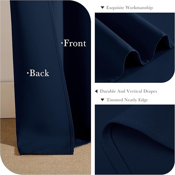PONY DANCE Navy Blue Blackout Curtains - Image 5