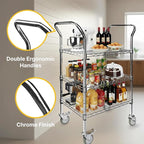 Northsky 3-Shelf Wire Utility Cart on Wheels, Chrome Finish Rolling Metal - Image 4