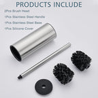 FORIOUS Toilet Brush and Holder Set Brushed Nickel, 304 Stainless Steel Long - Image 8