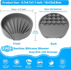 Self Draining Soap Dish, Silicone Suction Cup Soap Holder Tray Savers Container - Image 2