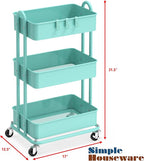 Simple Houseware 3-Tier Heavy Duty Metal Utility Rolling Cart - Image 6