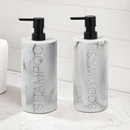 Marble Resin 2 Piece Shampoo and Body Wash Dispenser Set, Luxurious Refillable - Image 3
