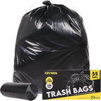Heavy Duty Extra Large 55 Gallon Black Trash Bags, 1.92 Mil Industrial Garbage by Kryrinl