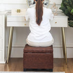 Adeco Faux Leather Storage Ottoman Bench - Image 4