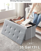 Folding Storage Ottoman, Velvet Storage Bench, Removable Divider, - Image 3