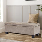 Faux Leather Ottoman with Storage, 42 Inch Rectangular Storage Ottoman Bench - Image 8